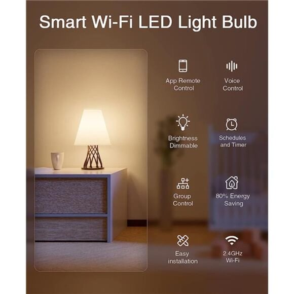 Smart Light Bulbs,E26 A19 LED Smart Home Lighting Bulb Works with Alexa & Google - Picture 2 of 6